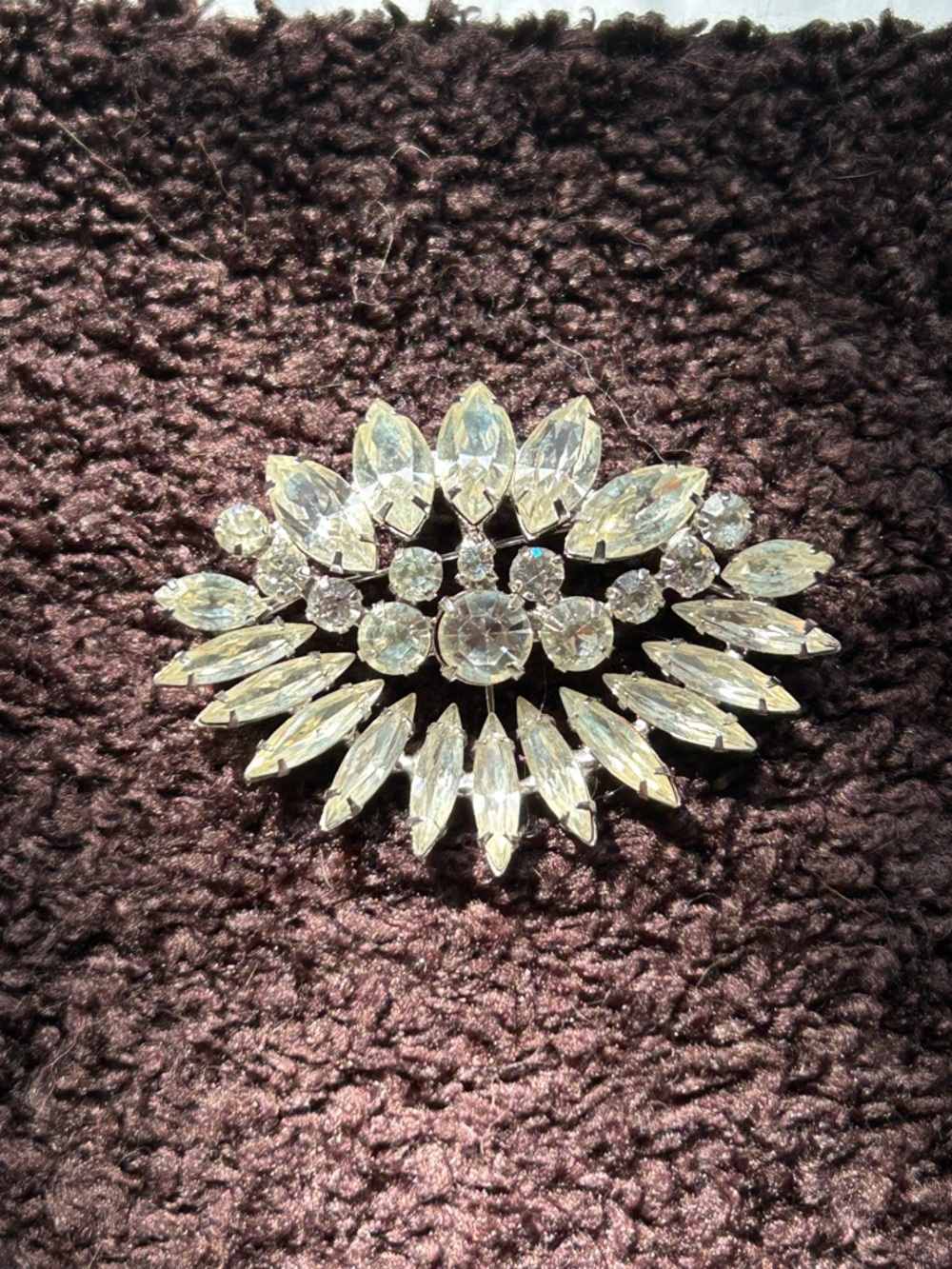 Vintage Crystal Statement Brooch - Clear Rhinestone Cluster